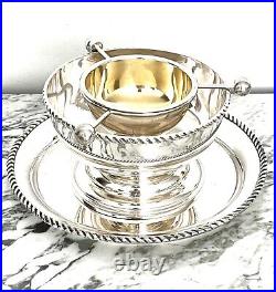 Magnificent Habis 4 Piece Caviar Silver & Gold Plate Large Service 12.5 Rare