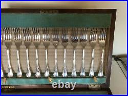 Mahogany Cased 24 Piece (12 Pairs) Of Silver Plated Fish Knives & Forks Fk&f-16