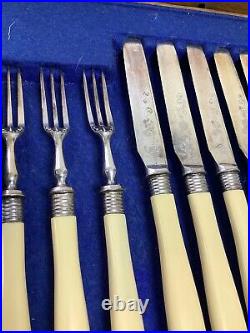 Mappin & Webb 24 Piece Silver Plated Cake Knife And Fork Set Boxed