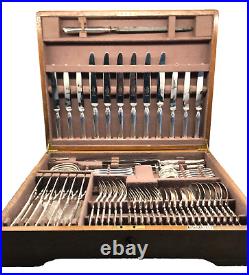 Mappin & Webb 66 Piece Canteen of Silverplate Cutlery for Six Lombard Design