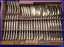 Mappin & Webb 66 Piece Canteen of Silverplate Cutlery for Six Lombard Design