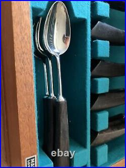 Mappin & Webb Canteen Of Cutlery In Box 44 Pieces Wood Effect Key Broken