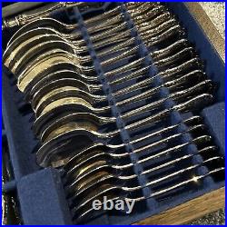 Mappin & Webb silver Canteen Of Cutlery 49 Pieces in Oak Case Kings Pattern