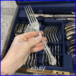 Mappin & Webb silver Canteen Of Cutlery 49 Pieces in Oak Case Kings Pattern
