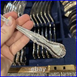 Mappin & Webb silver Canteen Of Cutlery 49 Pieces in Oak Case Kings Pattern