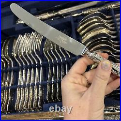 Mappin & Webb silver Canteen Of Cutlery 49 Pieces in Oak Case Kings Pattern