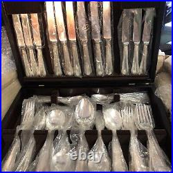 Mappin & Webb silver plate 6 person beaded cutlery set 44 Piece New