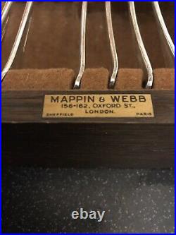 Mappin webb cutlery canteen original box Princess Plate 29 Piece Monogrammed