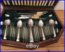 Massive 70 Piece Canteen Antique Cutlery Box Silver Plate & Special Handles