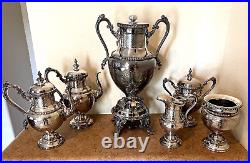 Meriden Britannia Co. 1861 Tea/ Coffee/samovar Set Ornate Silver Plate Design