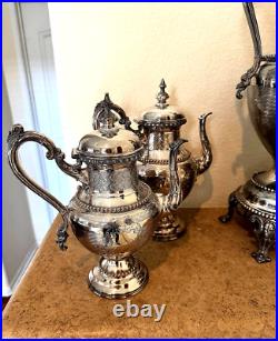 Meriden Britannia Co. 1861 Tea/ Coffee/samovar Set Ornate Silver Plate Design