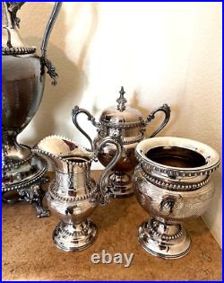 Meriden Britannia Co. 1861 Tea/ Coffee/samovar Set Ornate Silver Plate Design