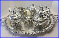 Meriden Britannia Tea Coffee Silverplate 6 Piece Service 1866 + Towle Tray