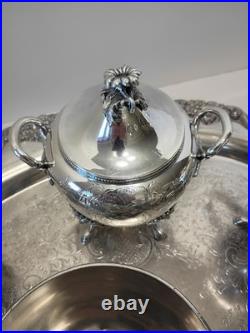 Meriden Britannia Tea Coffee Silverplate 6 Piece Service 1866 + Towle Tray