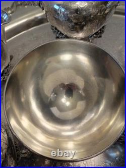 Meriden Britannia Tea Coffee Silverplate 6 Piece Service 1866 + Towle Tray