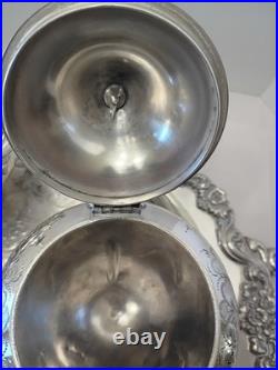 Meriden Britannia Tea Coffee Silverplate 6 Piece Service 1866 + Towle Tray