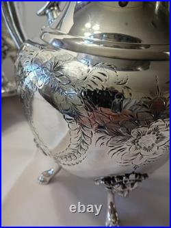 Meriden Britannia Tea Coffee Silverplate 6 Piece Service 1866 + Towle Tray