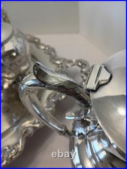 Meriden Britannia Tea Coffee Silverplate 6 Piece Service 1866 + Towle Tray