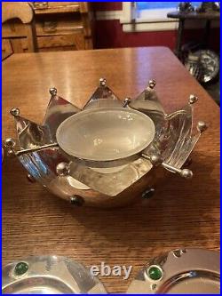 Mid Century International Silver Plate 10 Piece Set With Rind stones
