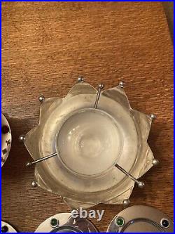 Mid Century International Silver Plate 10 Piece Set With Rind stones