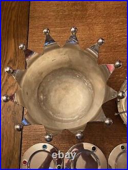Mid Century International Silver Plate 10 Piece Set With Rind stones