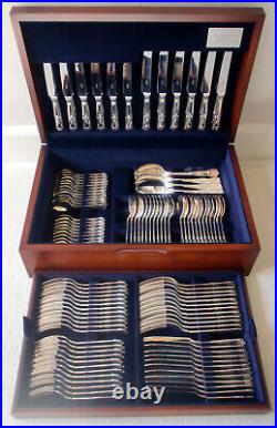 NEW Carrs of Sheffield 124 Piece Silver Plate Chelsea Canteen of Kings Cutlery