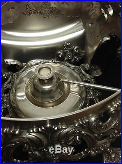 NEW PRICE & FREE SHIPPING! Antique 6-Piece Silver Plate on Bronze Food Warmer