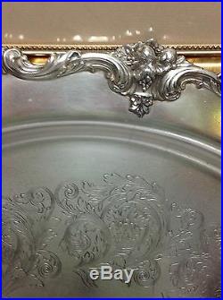 NEW PRICE & FREE SHIPPING! Antique 6-Piece Silver Plate on Bronze Food Warmer