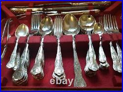 N. Barnett Sheffield 87 Piece Kings Pattern Silver Plated Cutlery Set in Box