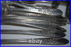 National Silverplated Flatware Pattern Rose And Leaf (50) Pc Set