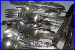 National Silverplated Flatware Pattern Rose And Leaf (50) Pc Set