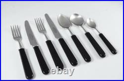 New Genuine Black Handled 7 Piece Place Setting Brushed Finish Made In Sheffield
