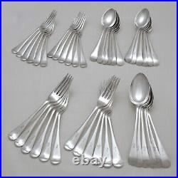 OLD ENGLISH Design HARRISON FISHER & CO Silver Service 42 Piece Set of Cutlery