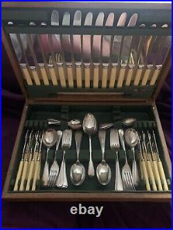 OLD ENGLISH Design JAMES WALKER Silver Service 61 Piece Canteen of Cutlery Set