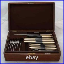 OLD ENGLISH Sheffield Silver Service WALKER & HALL 52 Piece Canteen of Cutlery