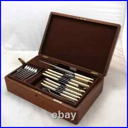 OLD ENGLISH Sheffield Silver Service WALKER & HALL 52 Piece Canteen of Cutlery