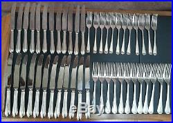 Old English pattern silver plated canteen 12 place settings, 112 pieces