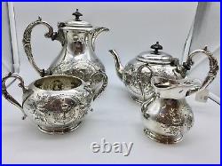 Old Silver Plated Four Piece Tea Service