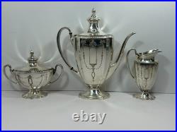 Oneida 3 Piece Vintage Community Plate 11900 Silver Plate Tea Set Grosvenor Ptrn