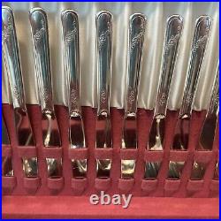 Oneida Community Tudor Plate Queen Bess11 Pattern Silverware 85 Piece Chest Box