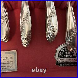 Oneida Community Tudor Plate Queen Bess11 Pattern Silverware 85 Piece Chest Box