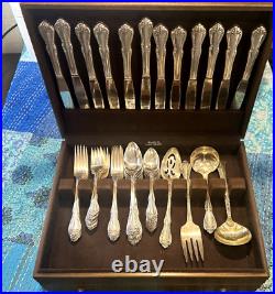 Oneida Harmony 60 Piece Silver Plate Flatware Set with Box Dated to About 1958