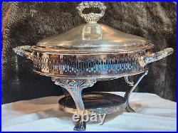 Oneida Silver Plated 3-piece 3-footed Warmer And Chafee Dish-10.5 Tall & Wide