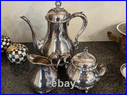 Orig Sale Sticker Reed & Barton Provincial 3 Piece Silver Plate Tea Set