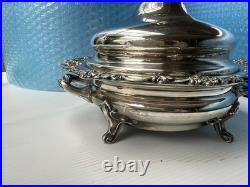 Ornate Antique 3 piece Silver Plated Lidded Soup Server with warming dish c1880