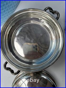 Ornate Antique 3 piece Silver Plated Lidded Soup Server with warming dish c1880