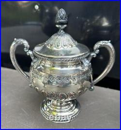 Ornate Antique Victorian Embossed Silver Plate 4 piece Coffee Tea Serving Set