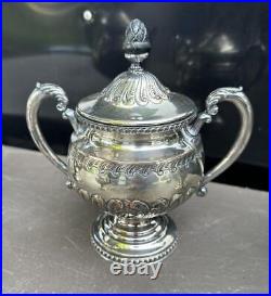 Ornate Antique Victorian Embossed Silver Plate 4 piece Coffee Tea Serving Set