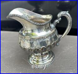 Ornate Antique Victorian Embossed Silver Plate 4 piece Coffee Tea Serving Set
