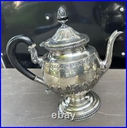 Ornate Antique Victorian Embossed Silver Plate 4 piece Coffee Tea Serving Set